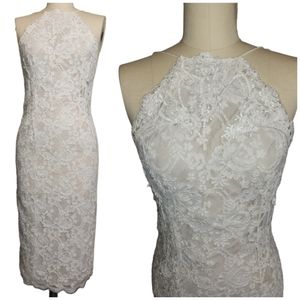 Stone Cold Fox White Lace Halter Midi Dress